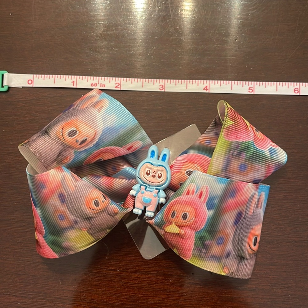 Pink Cartoon Labubu Monster Hair Bow for Kids nwt